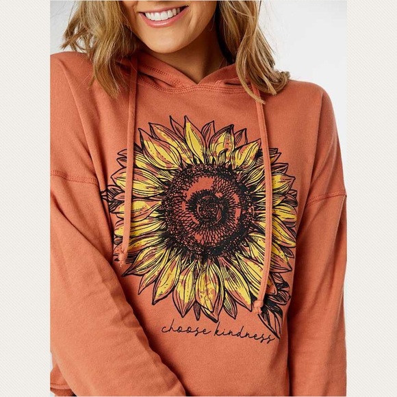 Choose Kindness Cropped Hoodie Sunflower NEW - Picture 6 of 7
